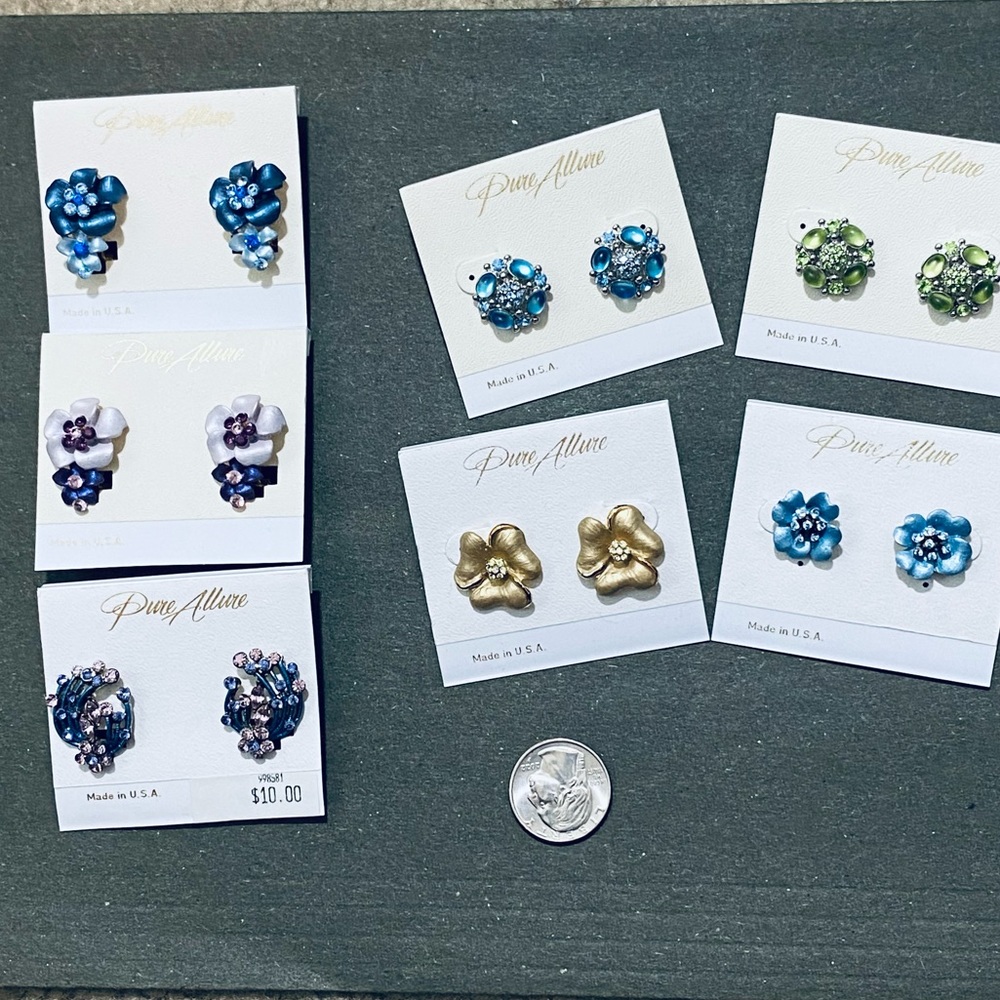 Pure Allure Earrings 7 pair Bundle | clips and studs